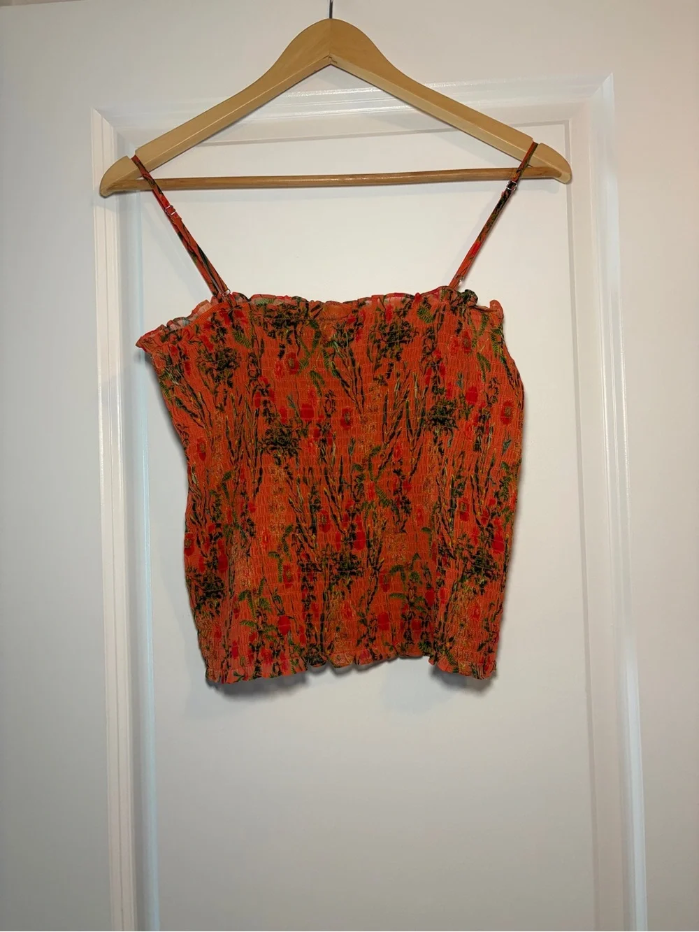 Gianni Bini | Orange Floral Summer Fully Smocked Lightweight Cami